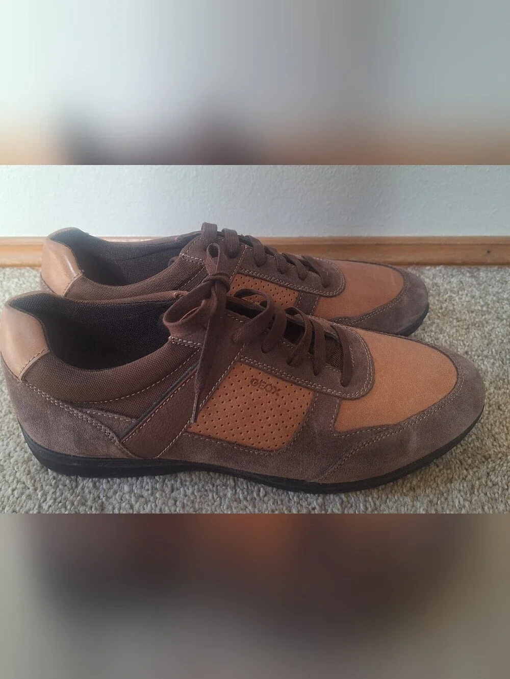 Geox U Adrien Leather Suede Breathable Casual Sneakers Brown Mens 9